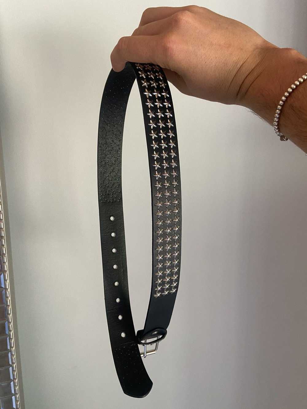 Designer × Leather Star studded black belt - image 4
