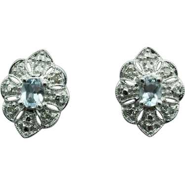 14KW Aquamarine and Diamond Earrings