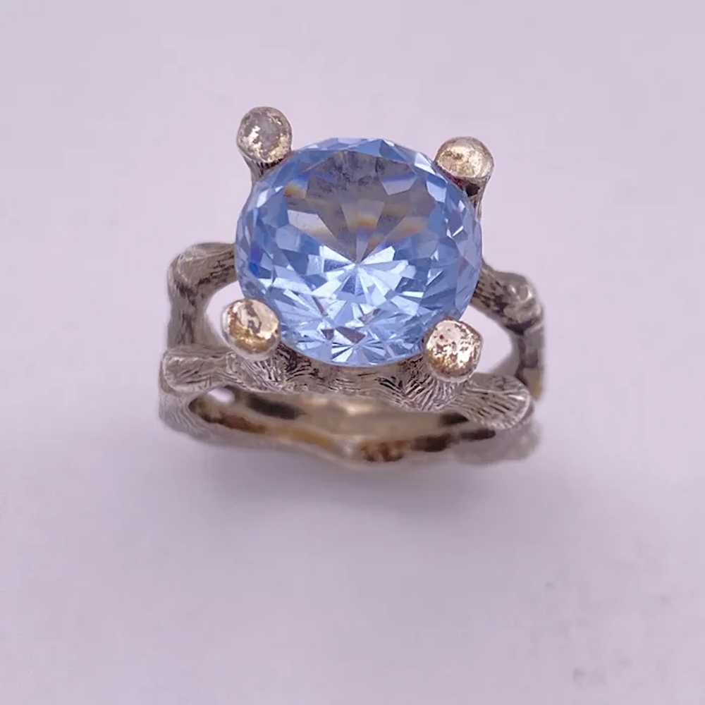 Blue Topaz Solitaire Ring Aesthetic Bamboo Settin… - image 3