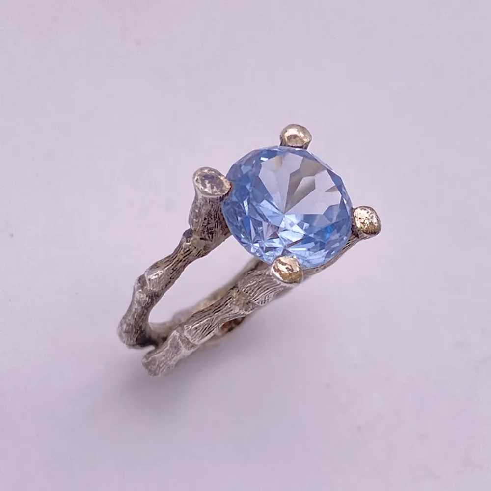 Blue Topaz Solitaire Ring Aesthetic Bamboo Settin… - image 4