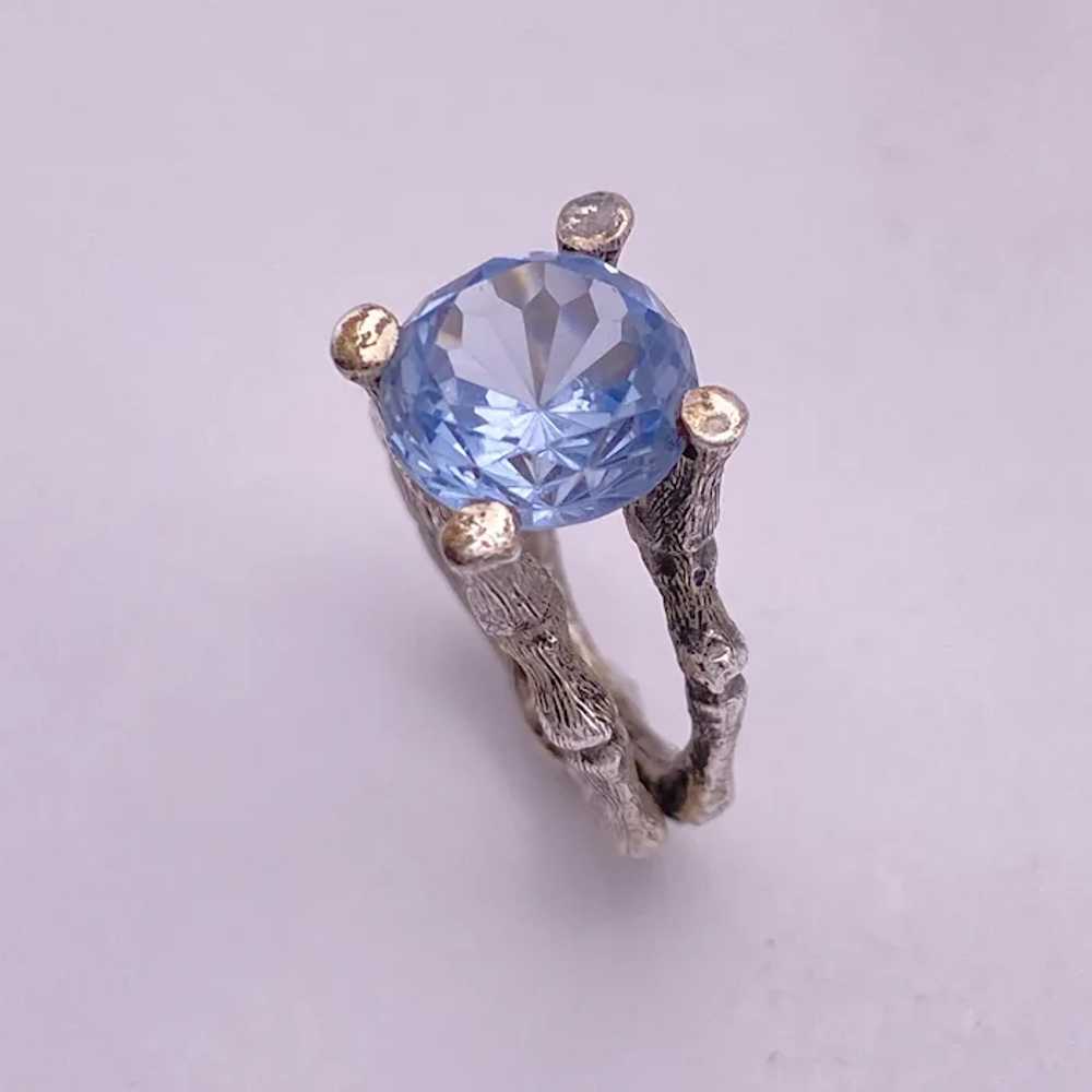 Blue Topaz Solitaire Ring Aesthetic Bamboo Settin… - image 5