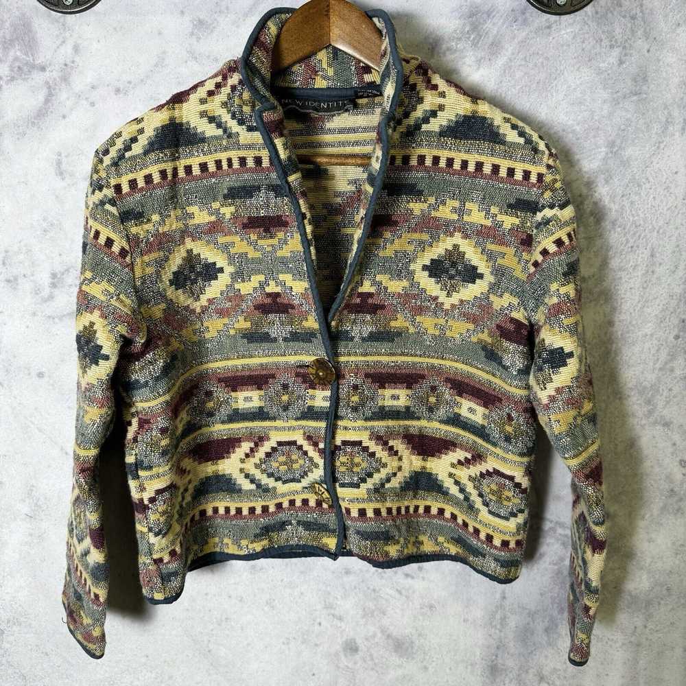 Vintage New Identity Tapestry Aztec Blazer Womens… - image 2