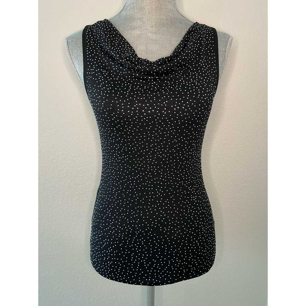 Express EXPRESS Silver Studded Black Top Cowl Dra… - image 1