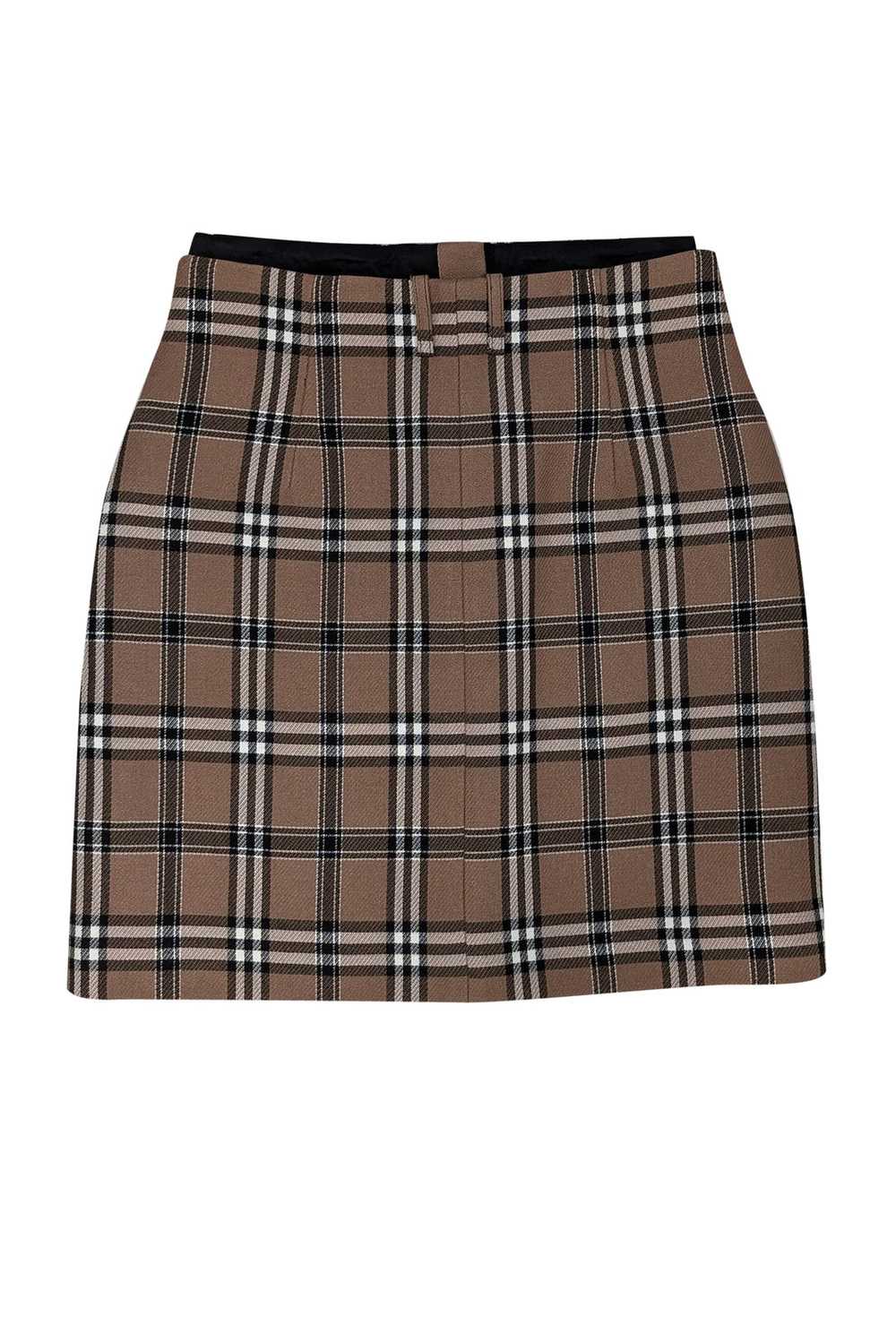 Sandro - Camel Brown, Black, & White Plaid Tartan… - image 2