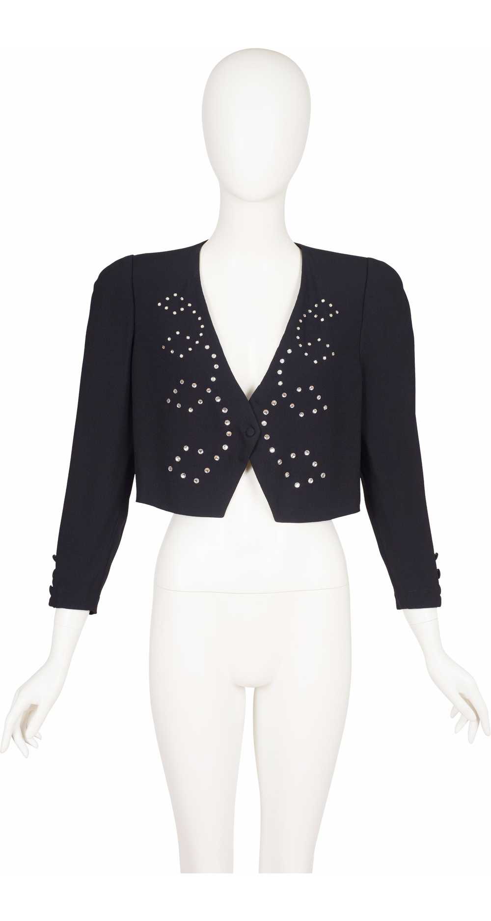 Sonia Rykiel 1980s Rhinestone Encrusted Black Ray… - image 1