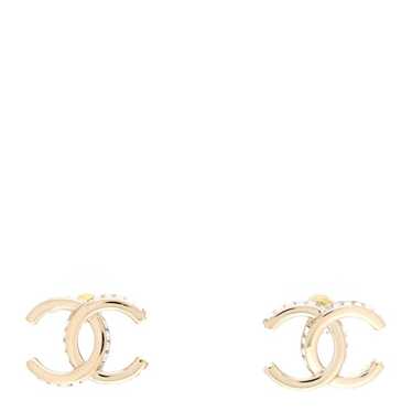 CHANEL Metal Baguette Crystal CC Earrings Gold - image 1