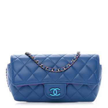 CHANEL Lambskin Quilted Glasses Case with Chain Da