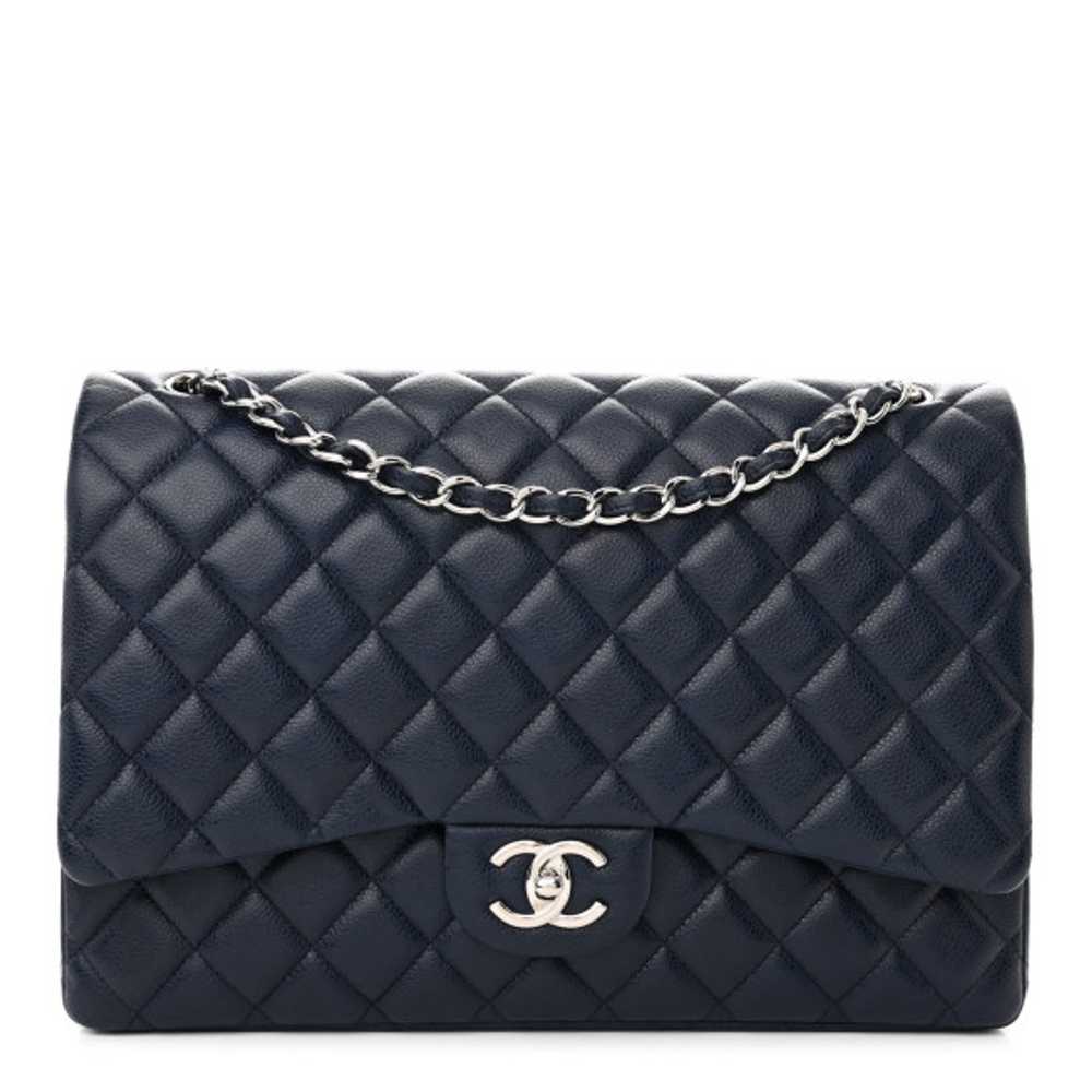 CHANEL Caviar Quilted Maxi Double Flap Blue - image 1