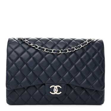 CHANEL Caviar Quilted Maxi Double Flap Blue - image 1
