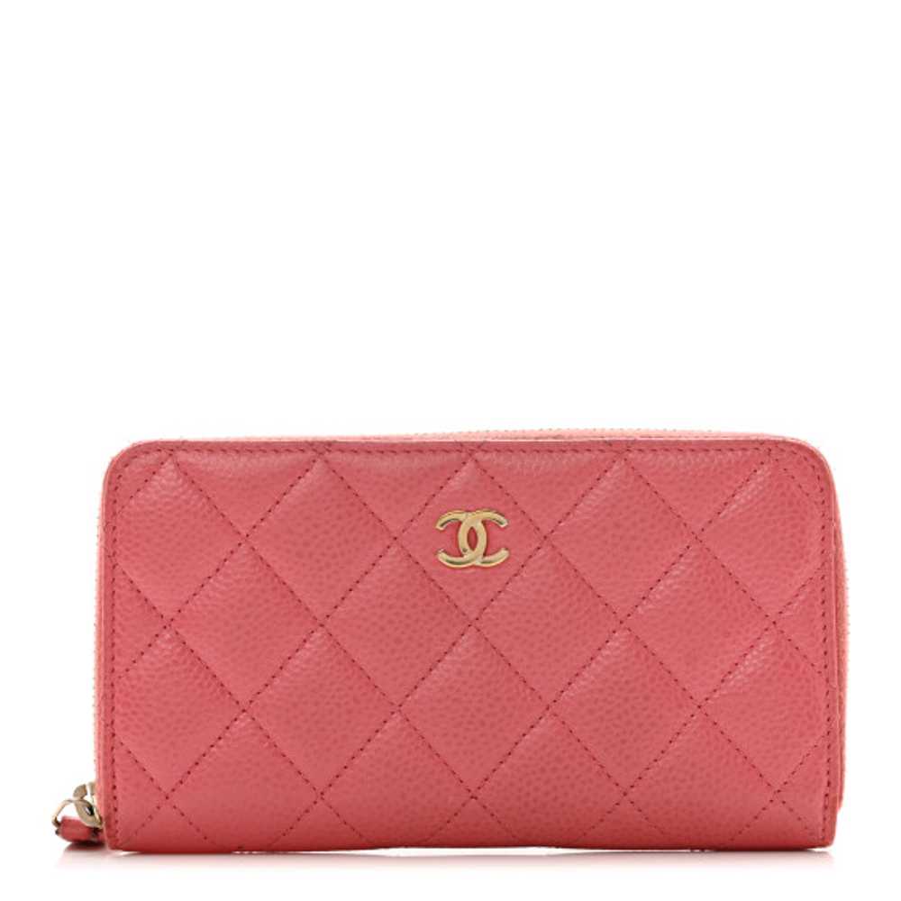 CHANEL Caviar Quilted Medium Zip Around Wallet Pi… - image 1