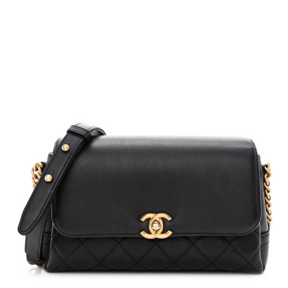 CHANEL Calfskin Quilted Side Chain Compartment Fl… - image 1
