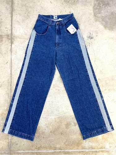 Blue Comet Wide-Leg Stripe Jeans