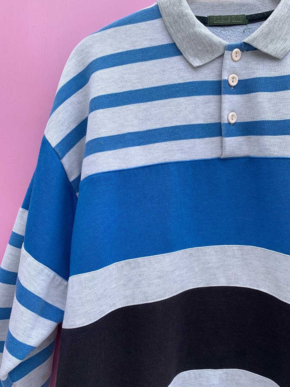 1990S HORIZONTAL STRIPED COLLARED SWEATSHIRT - image 2