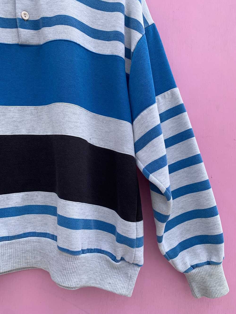 1990S HORIZONTAL STRIPED COLLARED SWEATSHIRT - image 3