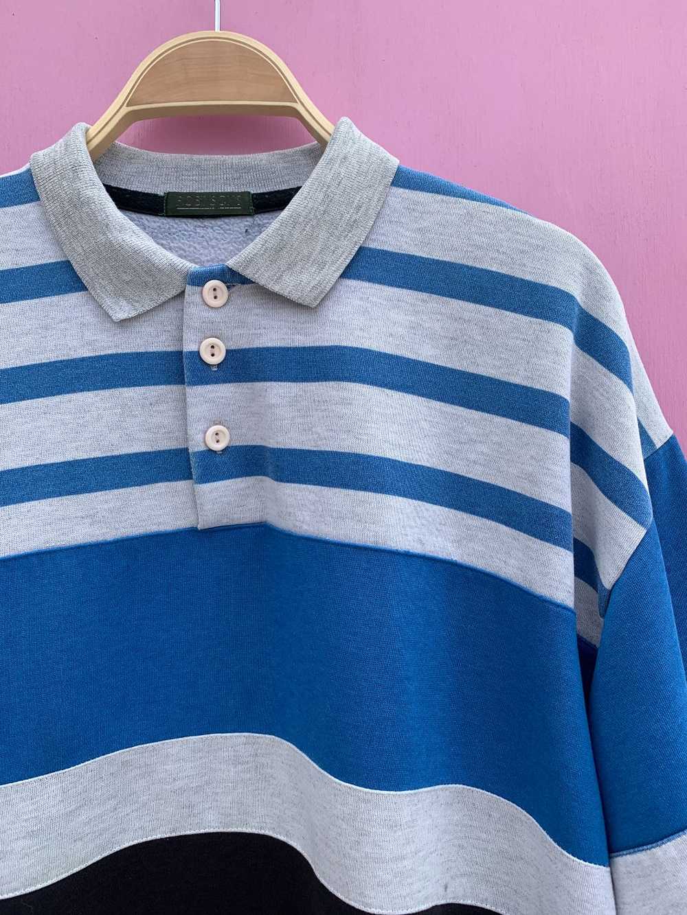 1990S HORIZONTAL STRIPED COLLARED SWEATSHIRT - image 5