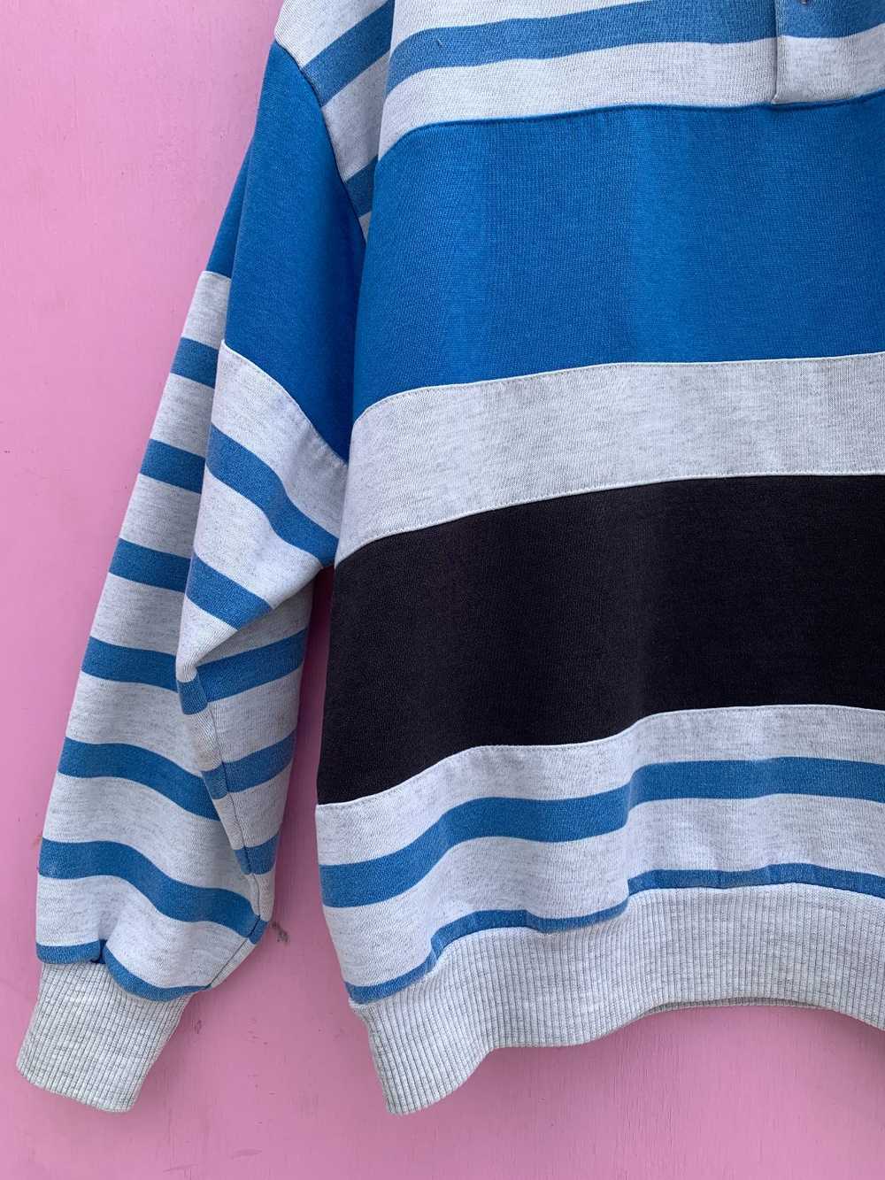 1990S HORIZONTAL STRIPED COLLARED SWEATSHIRT - image 6