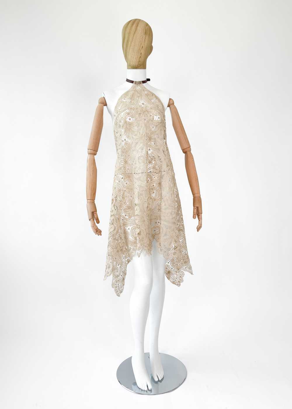 Reworked Antique Lace Halter Dress - image 1