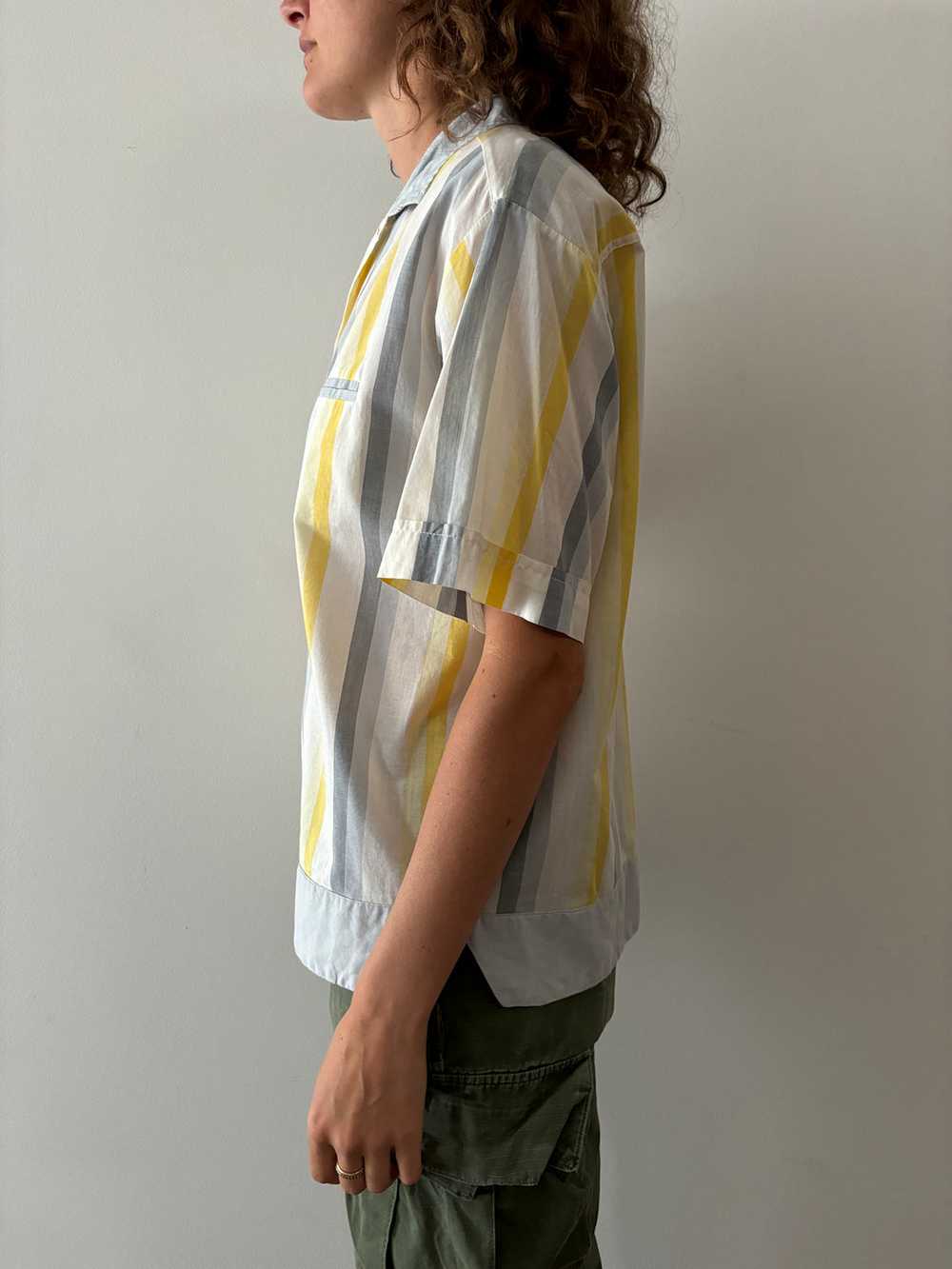 60s Light Cotton Striped Yellow Shirt - image 2