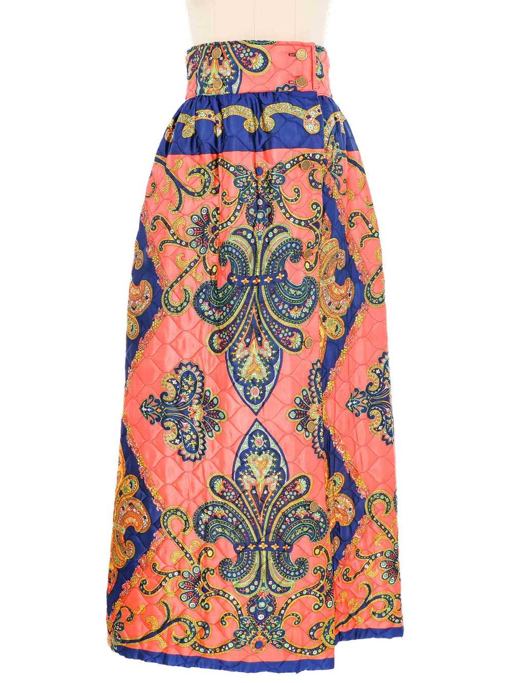 1970s Quilted Hostess Maxi Skirt - image 1