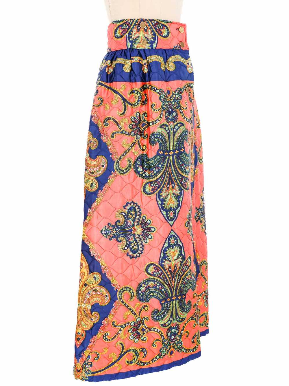 1970s Quilted Hostess Maxi Skirt - image 3