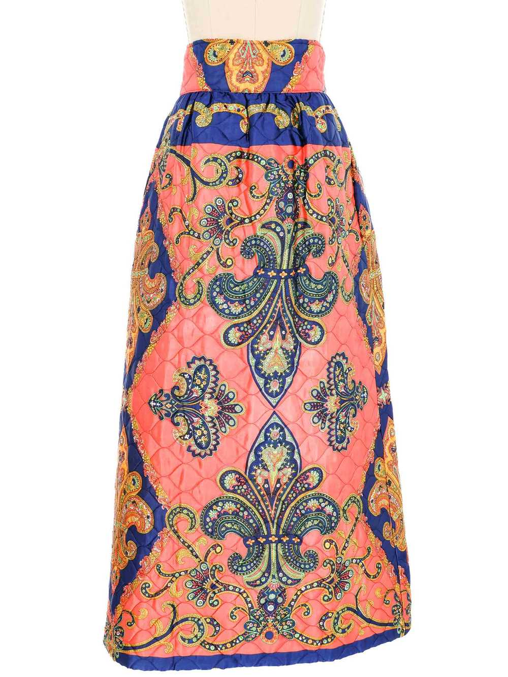 1970s Quilted Hostess Maxi Skirt - image 4