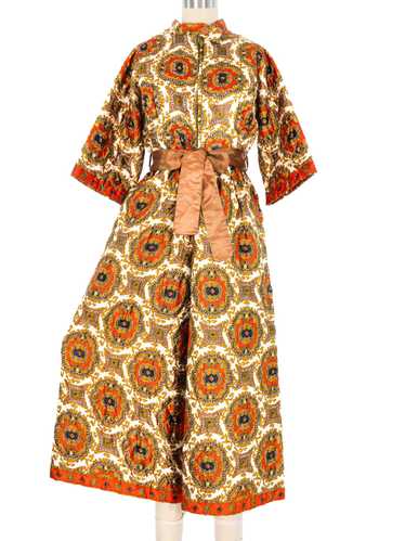 1970s Quilted Medallion Print Lounge Jumpsuit