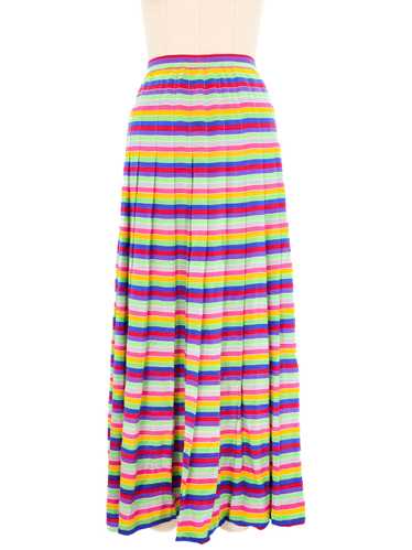 Pleated Rainbow Stripe Maxi Skirt