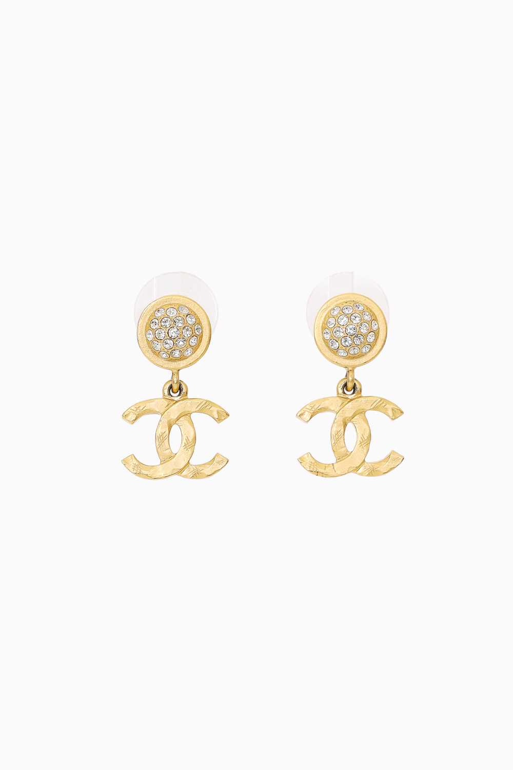 Pre-Loved Chanel™ Gold-Tone Crystal CC Drop Earri… - image 3