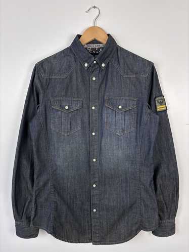 EMPORIO ARMANI デニムシャツ ARMANI JEANS 長袖デニムウエスタンシャツ インディゴ Mサイズ