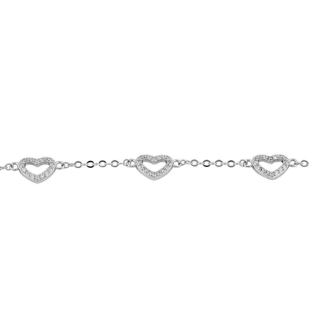 Other Sterling Silver Clear CZ Heart Charm Bracel… - image 2