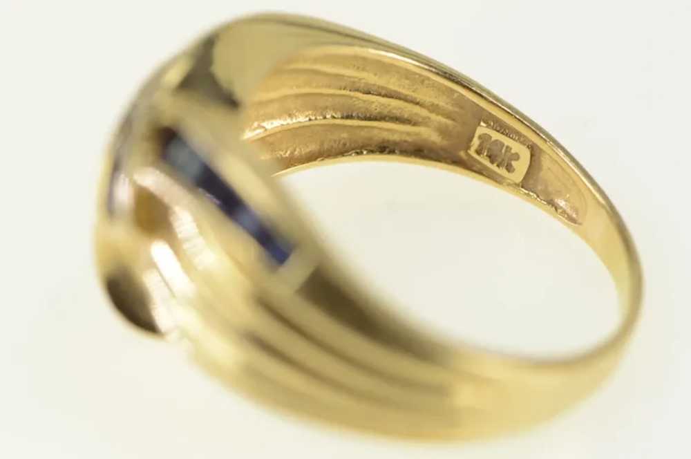 14K Princess Sapphire Vintage Criss Cross Ring Si… - image 3