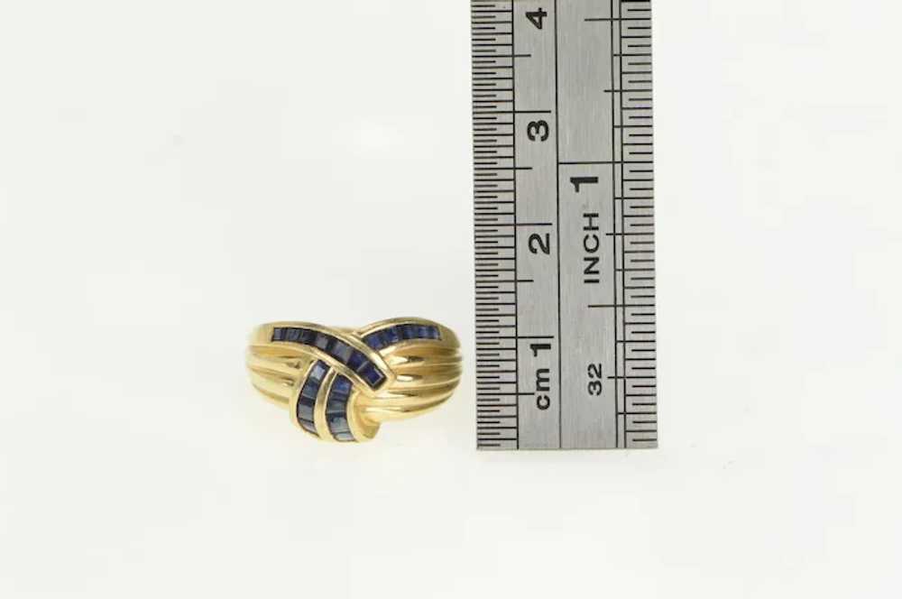 14K Princess Sapphire Vintage Criss Cross Ring Si… - image 4
