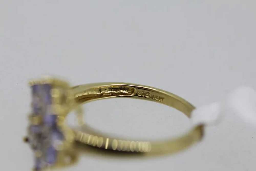 14k Yellow Gold Purple Stone Cluster Ring - Size 6 - image 3