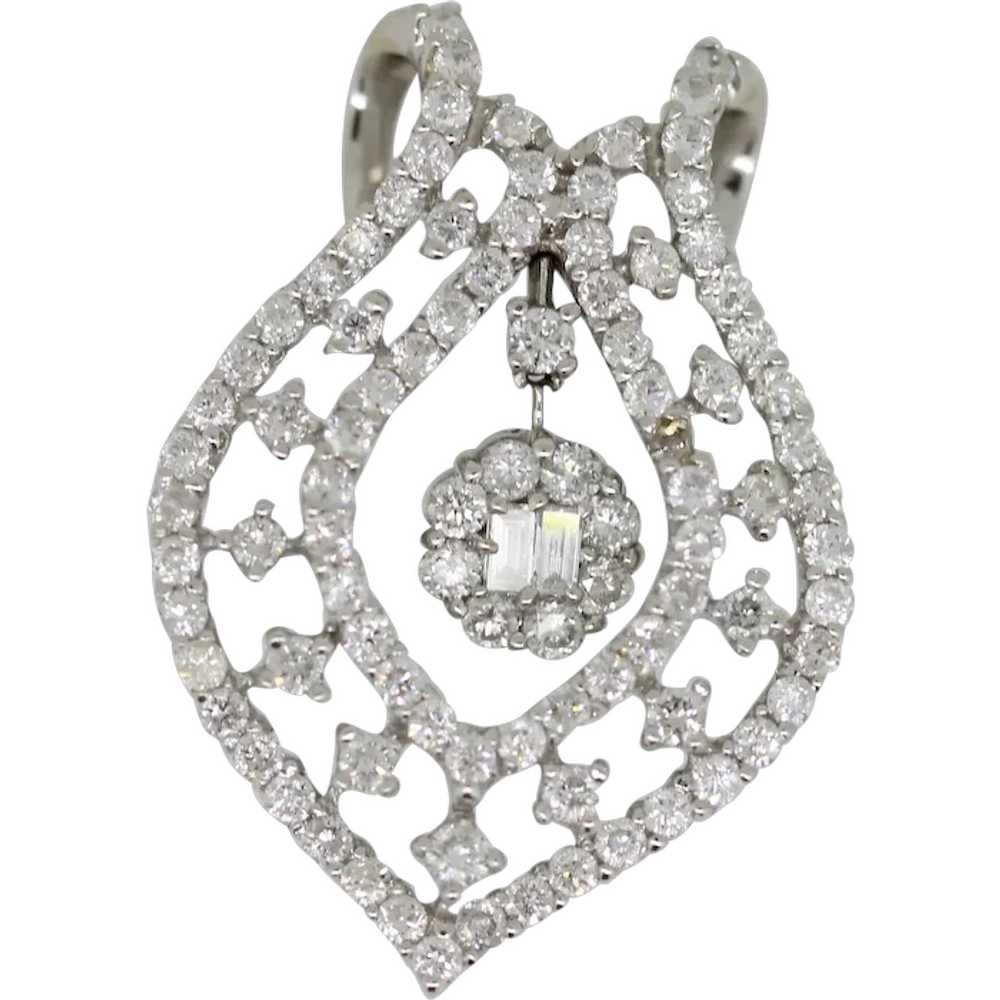 18k White Gold Diamond Drop Pendant - image 1