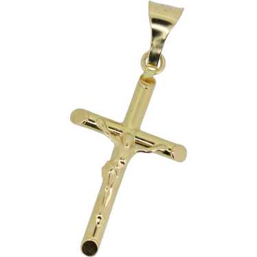 14k Yellow Gold Hollow Crucifix Pendant