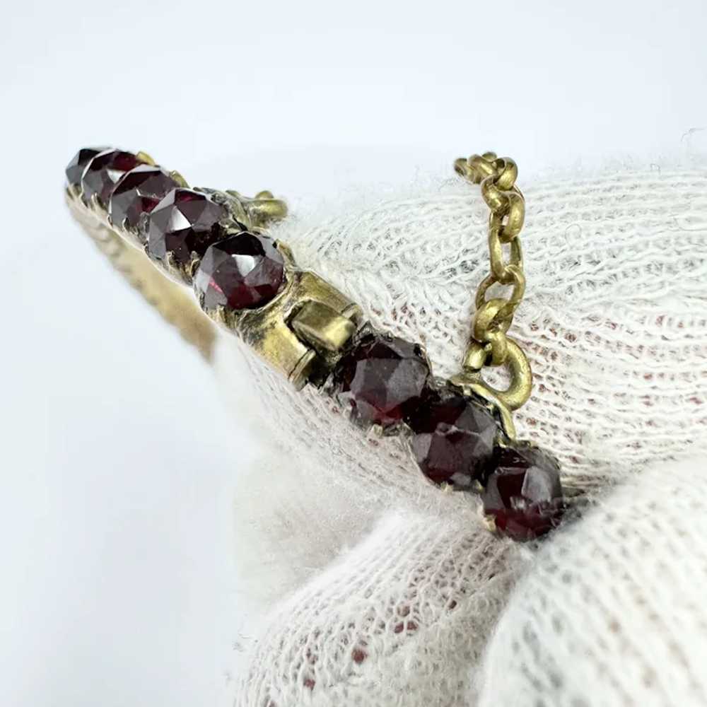 Antique Victorian Bohemian Garnet Metal Hinged Ba… - image 4