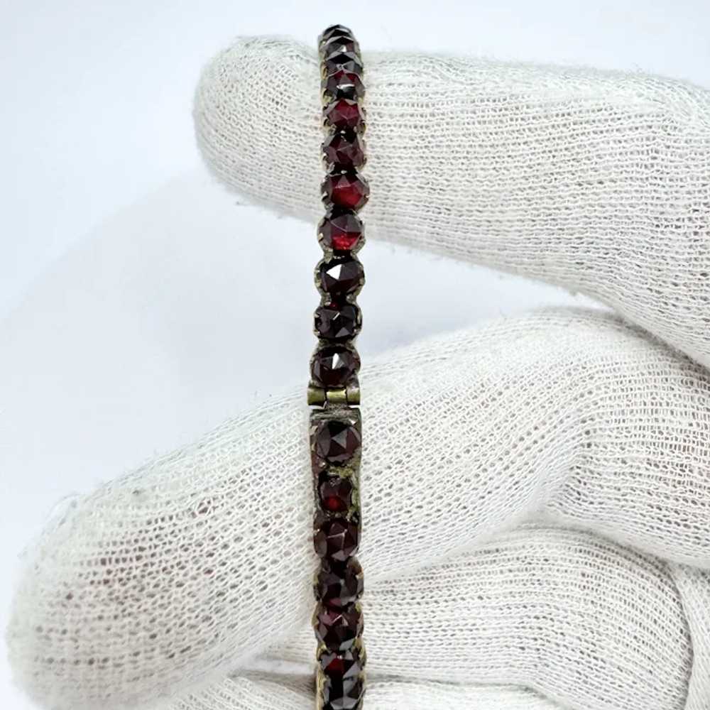 Antique Victorian Bohemian Garnet Metal Hinged Ba… - image 7