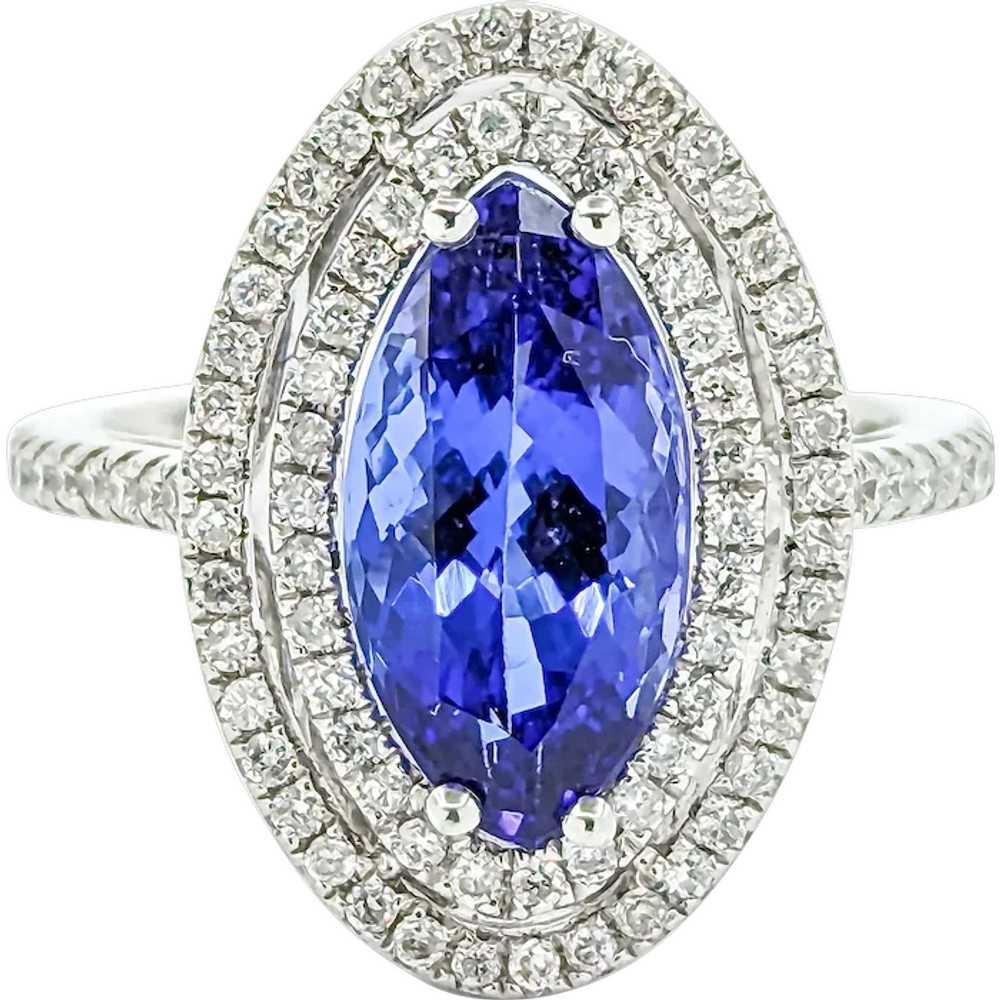 4.01ct Marquise Shape Tanzanite & Diamond Ring in… - image 1