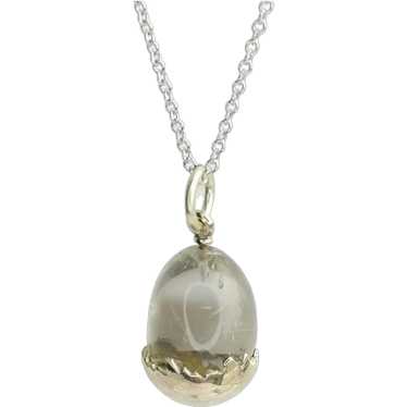 Vintage Pools of Light Cracked Egg Pendant Neckla… - image 1