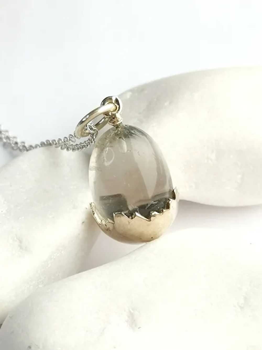 Vintage Pools of Light Cracked Egg Pendant Neckla… - image 5