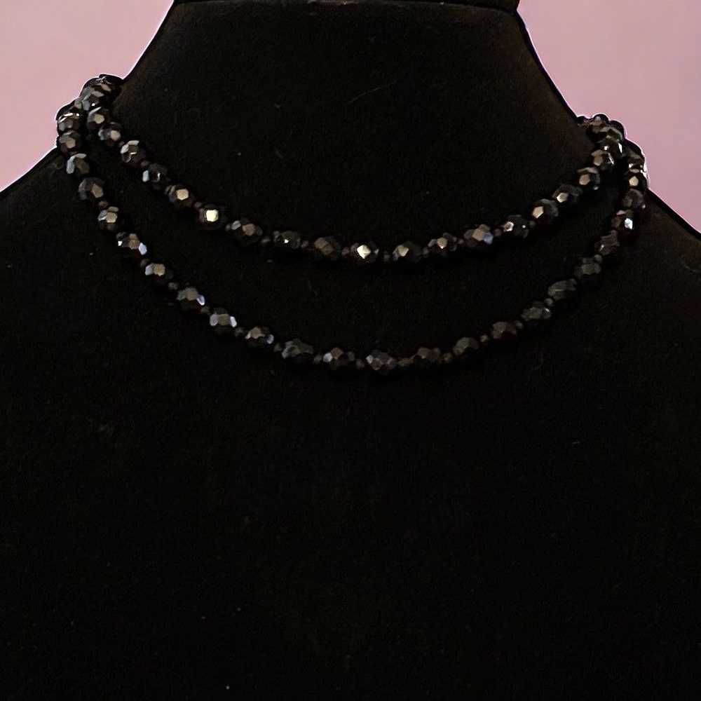 Vintage Vintage double strand layered black glass… - image 1