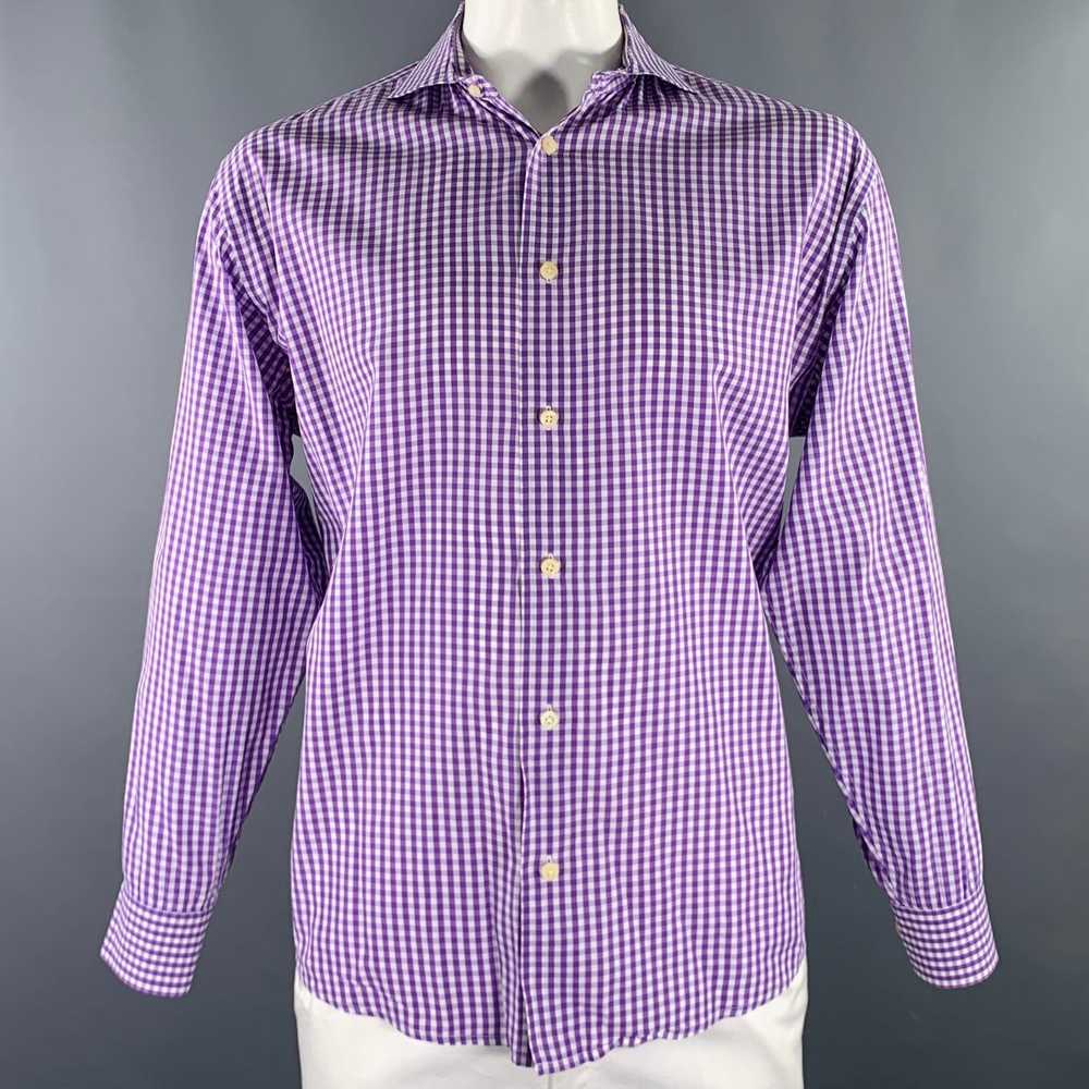 Burma Bibas Purple White Gingham Cotton Spread Co… - image 1