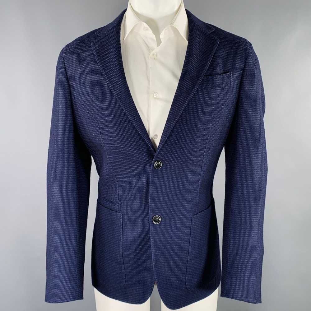 Ermenegildo Zegna Navy Black Wool Silk Nailhead S… - image 1