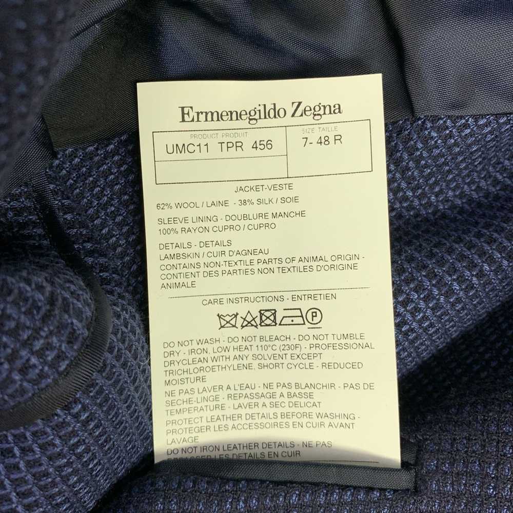 Ermenegildo Zegna Navy Black Wool Silk Nailhead S… - image 8