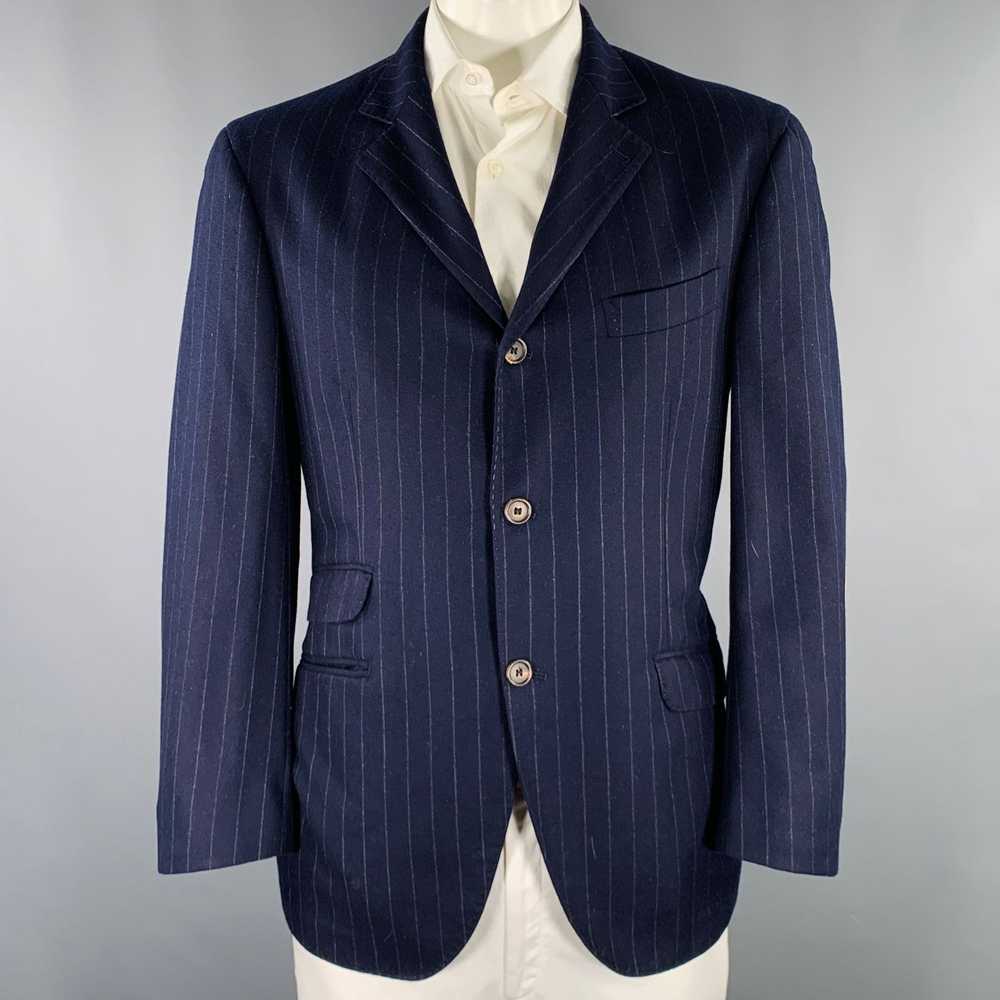 Brunello Cucinelli Navy Grey Pinstripe Wool Cashm… - image 1