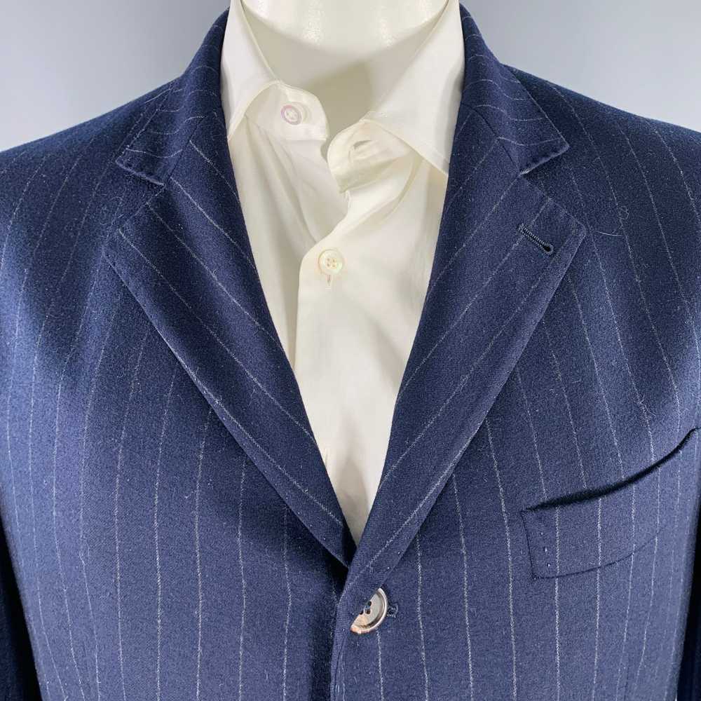 Brunello Cucinelli Navy Grey Pinstripe Wool Cashm… - image 2