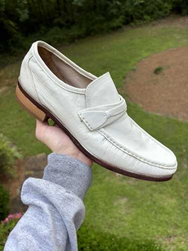 Stafford × Vintage White Leather Penny Loafers Sli