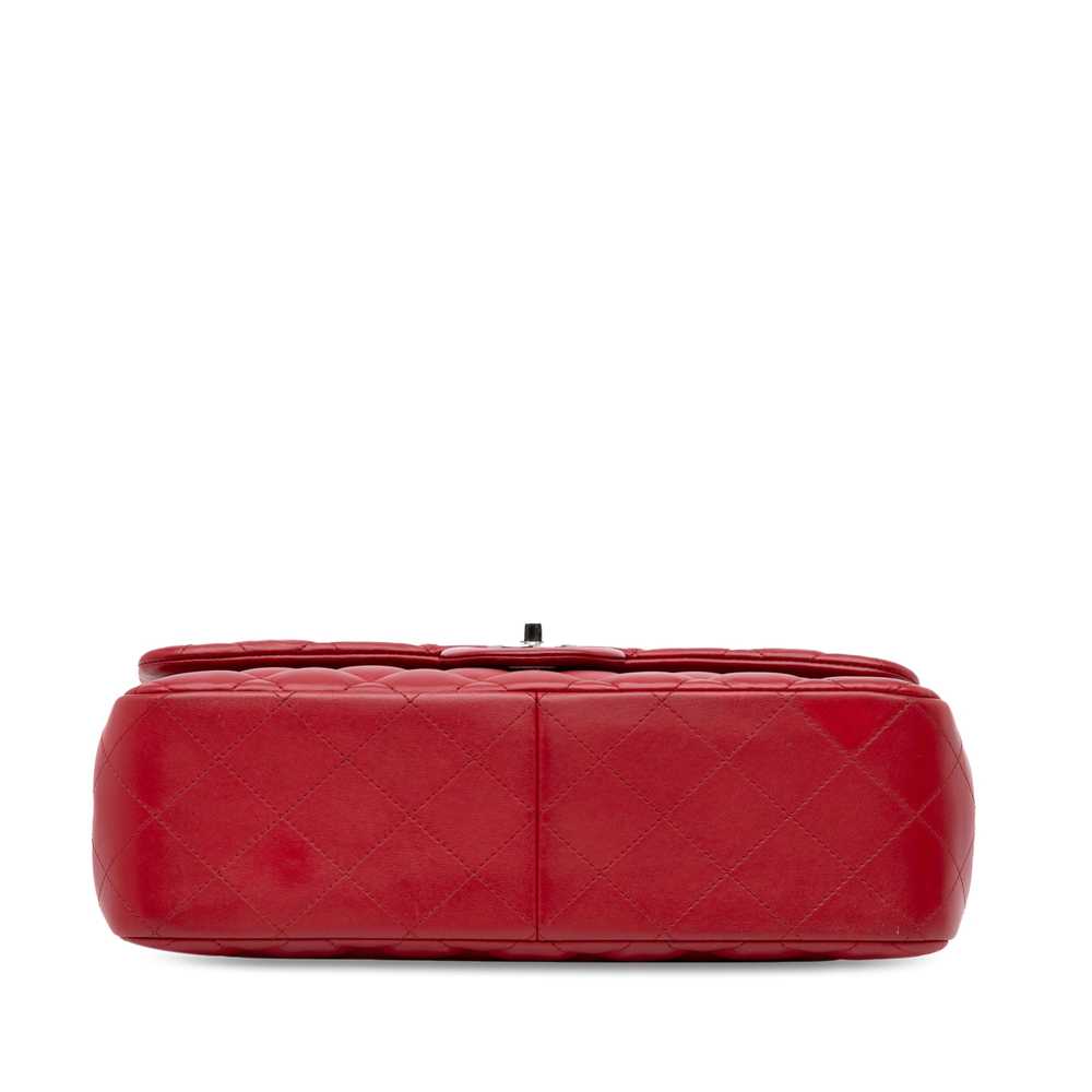 Red Chanel Jumbo Classic Lambskin Double Flap Sho… - image 4