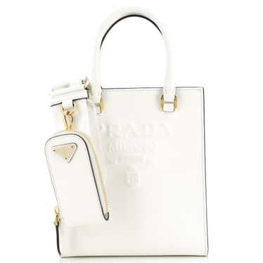 PRADA Lux Embossed Logo Tote Saffiano Leather Smal