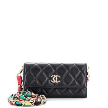 CHANEL RIbbon Long Clutch with Chain Flap Bag Quil
